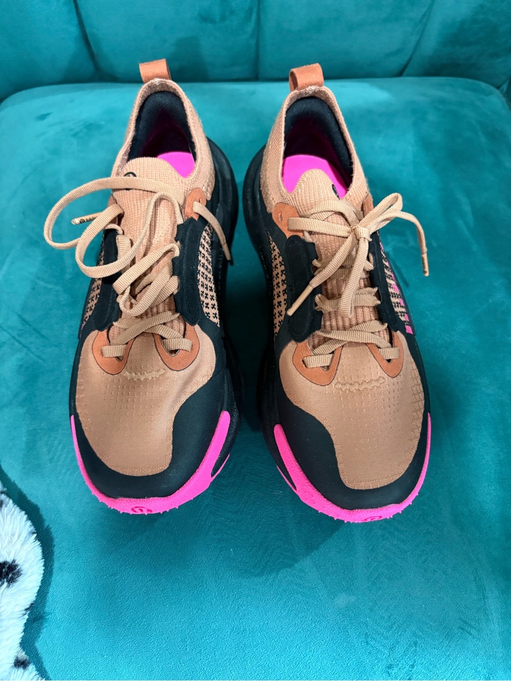 Women's Tan and Pink Athletic Sneakers